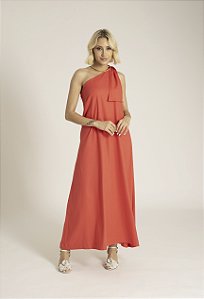 Vestido Um Ombro Só Laço Coral