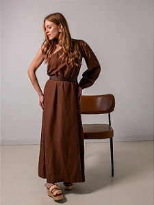 Vestido Um Ombro Só Marrom