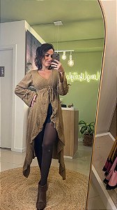 Blusa Longa Boho com amarração - Nude | Tam. U