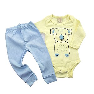 Conjunto Body Manga Longa e Calça Urso