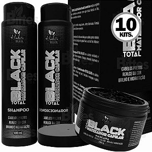 10 Kit Total Black Hábito Brasil Cosméticos Matizador para Cabelos Pretos