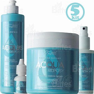 5 Kit Acqua Reposy Suave Fragrance Proteção Térmica Atacado