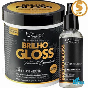 5 Kit Brilho Gloss Suave Fragrance Hidratação de Verniz Atacado