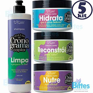 5 Kit Cronograma Suave Fragrance Hidratação, Reconstrução e Nutrição Atacado