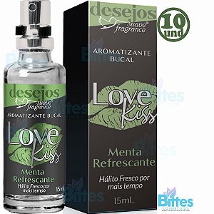 10 Spray Bucal Suave Fragrance Menta Refrescante Love Kiss Atacado