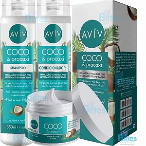 Kit Coco e Pracaxi Aviv Cosméticos Hidratação Cabelos Ressecados