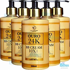 5 FINALIZADOR BB CREAM 10X1 VIA CHARM COSMÉTICOS OURO 24K PROTEÇÃO TÉRMICA ATACADO