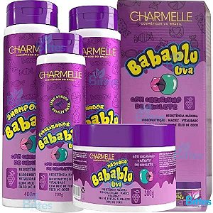 KIT BABABLU UVA CHARMELLE COSMÉTICOS COM CHEIRINHO DE CHICLETE HIDRATAÇÃO MÁXIMA