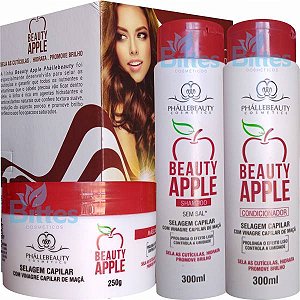 KIT BEAUTY APPLE PHÁLLEBEAUTY COSMÉTICOS BRILHO REPARAÇÃO E MACIEZ