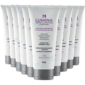 10 CREME CLAREADOR CORPORAL LUMINA SOFISTICATTO COSMÉTICOS CLAREIA SEM AGREDIR ATACADO