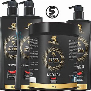 5 Kit Força Total Hábito Cosméticos B7 PRO com Biotina Atacado