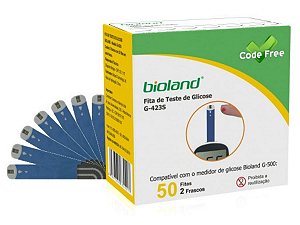 Tiras P/ Medição De Glicose Bioland G-423S C/ 50 Fitas