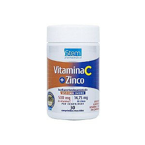 Vitamina C 500mg + Zinco 14,75mg Stem 30 Comprimidos