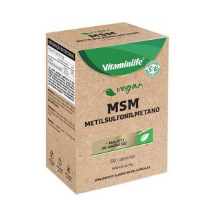Vegan MSM (Metilsulfonilmetano + Malato de Magnésio) com 60 Cápsulas Vitaminlife Vegan