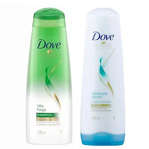 Kit Dove Nutritive Solutions Shampoo Vita Força 400ml + Condicionador Hidratação Micelar 400ml