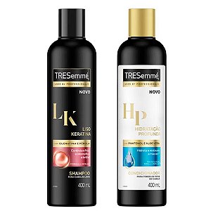 Kit Tresemmé Shampoo Liso e Keratina 400ml + Condicionador Hidratação Profunda 400ml