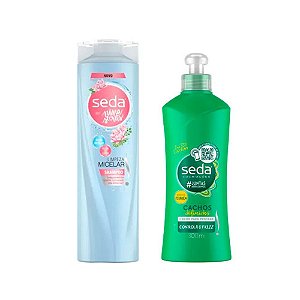 Kit Seda Shampoo Limpeza Micelar Flor De Lotus By Niina Secrets 325ml + Creme Para Pentear Cachos Definidos 300ml