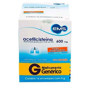 Acetilcisteína 600mg 16 Envelopes EMS Genérico