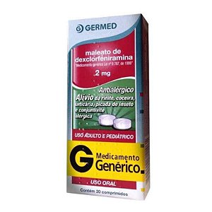 Maleato de Dexclorfeniramina 2mg 20 Comprimidos Germed Genérico
