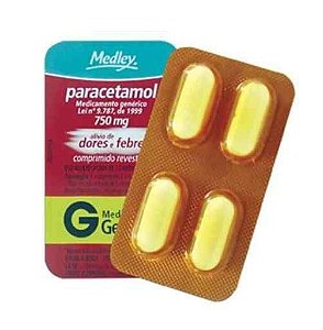 Paracetamol 750mg 4 Comprimidos Revestidos Medley Genérico
