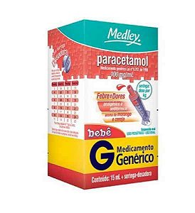 Paracetamol Bebe 100mg Suspensão Oral 15ml Medley Genérico