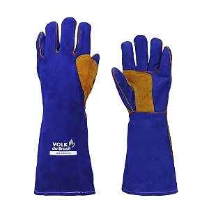 Luva Solda Raspa Azul/Laranja Com Ref 41Cm Tamanho Eg Weld Master  Volk-CA 19894
