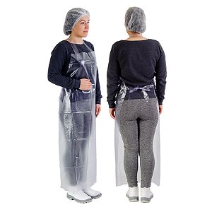 Avental reuso PVC G44 Cordão fitilho Prevemax CA 44668 - Transparente