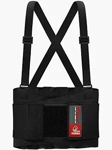Cinta Ergonômica Steelflex Preta Com Suspensório STF ERCE9030