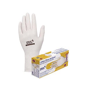 Luva descartável Latex Branco com pó CX100 Volk CA 15112