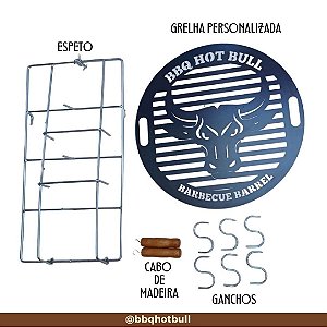 kit Churrasqueira Espeto Grelha Chicago  para tambor 200 litros