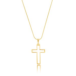 Colar Corrente Religiosa Rabo de Rato Cruz Lisa