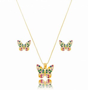 Conjunto Borboleta Zircônia Color