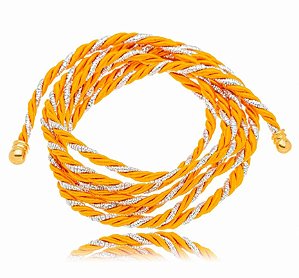 Acessório Cordão Torcido Color Prata - Laranja