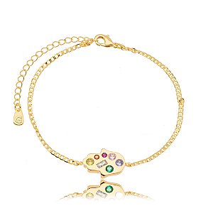 Pulseira Mão de Fatima Cristais Color