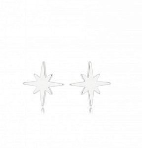 Brinco Estrela Lisa - Ródio Branco