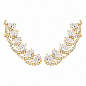 Brinco Ear Cuff Gota Cristal com Micro Zircônia Cravejada – Banho em Ouro Amarelo 18K