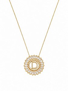 Colar Mandala Navete Letra D – Banho em Ouro Amarelo 18K
