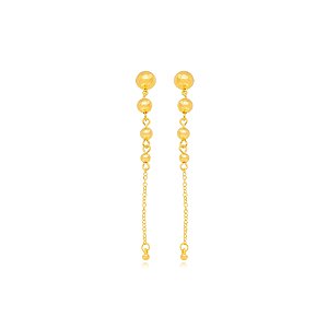 Brinco Bolas e Corrente Lisa - Ouro