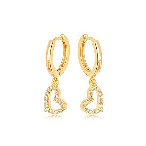 Brinco Argola Lisa Coração Micro Zircônia