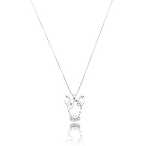 Colar Pingente Cachorro Zircônia - Ródio Branco