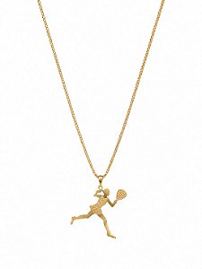 Colar Pingente Tenista – Banho em Ouro