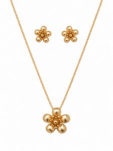 Conjunto Flor – Banho em Ouro Amarelo