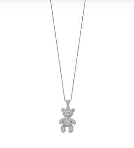 Colar Urso Micro Zircônia - Ródio Branco