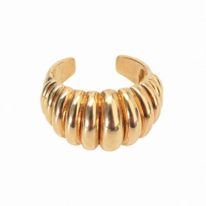 Anel Canelado Regulável - Banho de Ouro Amarelo 18k
