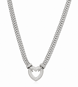 Choker Detalhada Coração Micro Zircônia - Ródio Branco