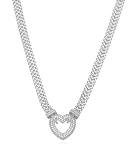 Choker Detalhada Coração Micro Zircônia - Ródio Branco