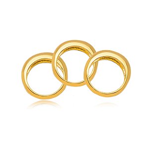 Anel Trio Liso - Ouro 19