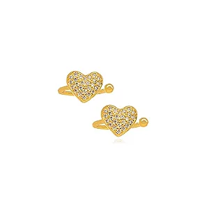 Piercing Duplo Coração Micro Zircônia - Ouro