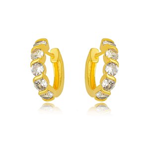 Brinco Argola Cristais - Ouro