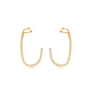 Brinco Ear Line Riviera - Ouro